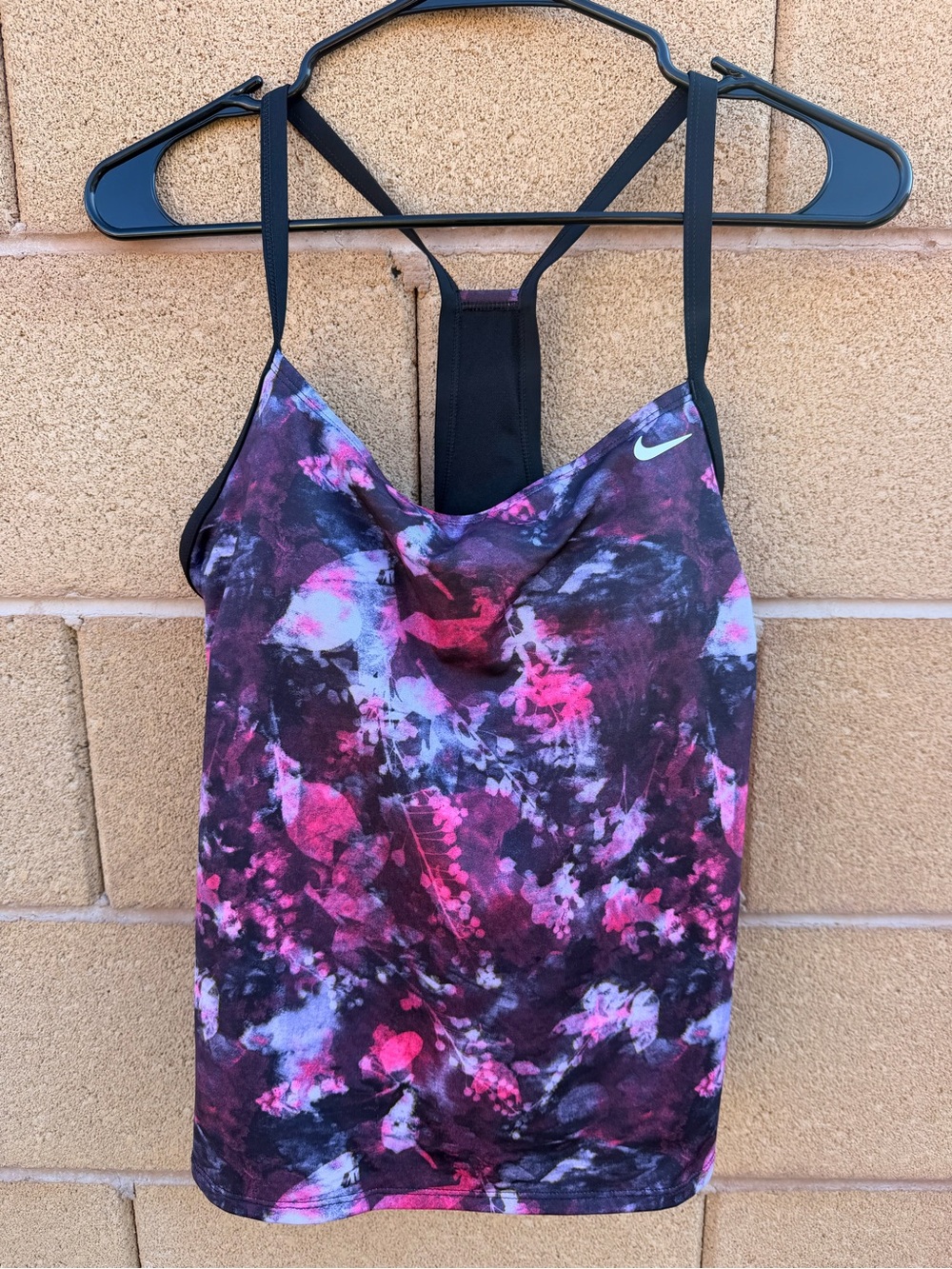 Nike Pink and Black Floral Racerback Tank